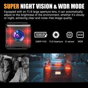 Caméra embarquée W7 4 canaux 360° °   Caméra <span class=keywords><strong>de</strong></span> tableau <span class=keywords><strong>de</strong></span> bord 4 canaux vue avant et arrière avec vision nocturne IR 8 LED intégrée, capteur G et mode parking 24h - Product Image 5