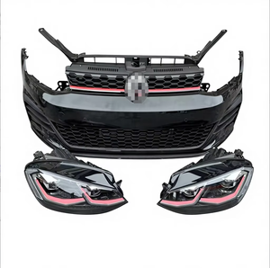 Para <span class=keywords><strong>Volkswagen</strong></span> Golf 7: Conjunto de parachoques de plástico nuevo con marco de radiador, rejilla de capó de motor y ventilador electrónico. - Product Image 1