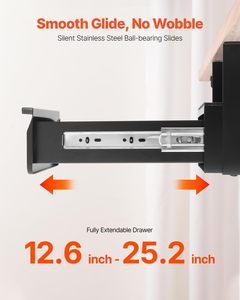 Hiện đại 13 inch bàn Pull-out ngăn kéo có thể khóa an toàn truy cập ngăn kéo nhà văn phòng lưu trữ tổ chức trong màu đen ngồi đứng máy trạm - Product Image 2