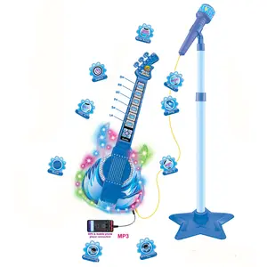 Jouet d'instruments musicaux en silicone, combinaison musicale, Microphone, jeu avec <span class=keywords><strong>guitare</strong></span> multifonction, ensemble MP3 pour enfants - Product Image 1