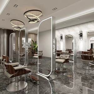 Miroir de coiffure double face sur pied Sincoo, doré, pour salon de coiffure - Product Image 3
