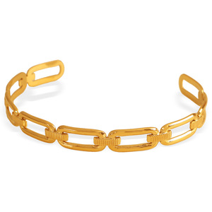 Cross Border European American Style Chain Link <b>Bracelet</b> Titanium Steel 18K <b>Gold</b> Plated <b>Adjustable</b> Unisex Jewelry - Product Image 5