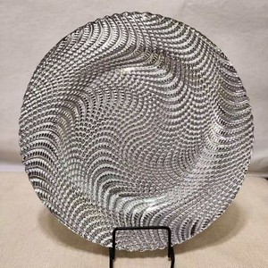 K11 13 Inch Gray Python Print Pattern Wedding Celebration Western Food Eco-Friendly Glass Charger <b>Plate</b> <b>Mat</b> - Product Image 1