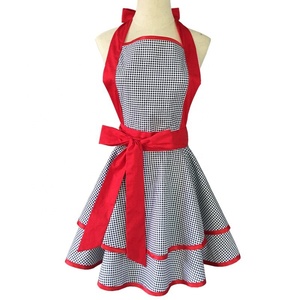 <span class=keywords><strong>Tablier</strong></span> en coton mignon avec nœud latéral à volants et point rond <span class=keywords><strong>blanc</strong></span>, <span class=keywords><strong>tablier</strong></span> de cuisine pour femmes avec poches - Product Image 1