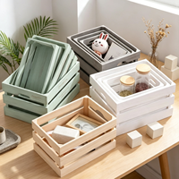 Caisse en bois de paulownia sur mesure avec finition lisse et peinte, style ferme, petite boîte de rangement pour objets d'art, collectionnables et décoration