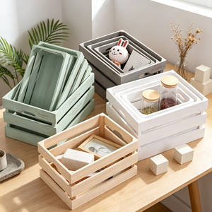 Caisse en bois de paulownia sur mesure avec finition lisse et peinte, style ferme, petite boîte de rangement pour objets d'art, collectionnables et décoration - Product Image 4