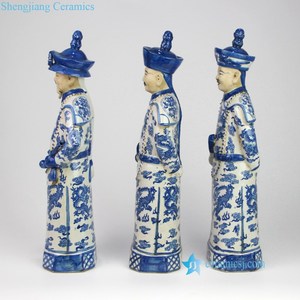 Qing-Dynastie Großes Dekorations-Set: Keramik-Blau-Weiß-Porzellan Kaiserfiguren, Art Deco, Handgefertigt, Mehrteiliges Set - Product Image 3