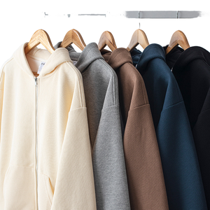 Sweat-shirts à fermeture éclair, vestes à capuche zippées, vêtements unisexes vierges, pull ample en molleton bouclette 100% coton respirant, imprimable - Product Image 1