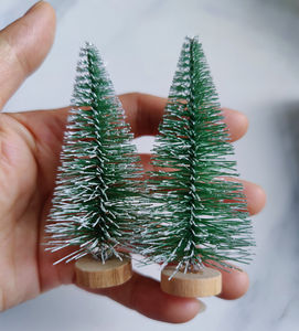 Mini árbol de Navidad con nieve, Mini árbol de aguja de pino, decoración de ventana de escritorio, simulación de árbol de Navidad con Base de madera - Product Image 5