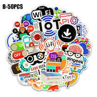 50 pegatinas adhesivas creativas de programación para tazas, ordenadores, equipaje, PVC troquelado con diseño de software para geeks