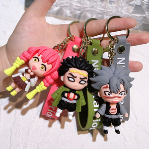 5 couleurs, nouveau design, haute qualité, 6-7 cm, Demon Slayer <span class=keywords><strong>Kimetsu</strong></span> <span class=keywords><strong>No</strong></span> Yaiba, mini figurine en PVC, porte-clés en caoutchouc - Product Image 1