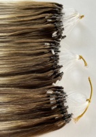 Extensions de cheveux humains à double trame, ombrées, pré-collées, à micro-boucles, en cheveux vierges Remy, extensions à micro-anneaux