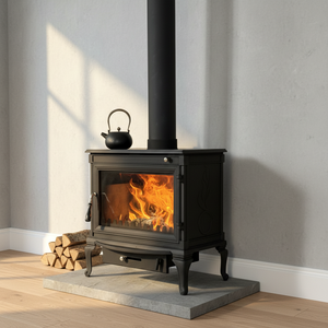 Cheminée à <span class=keywords><strong>bois</strong></span> autoportante en <span class=keywords><strong>fonte</strong></span> pour intérieur, avec <span class=keywords><strong>flamme</strong></span> réelle, pour maison moderne et maison traditionnelle - Product Image 1