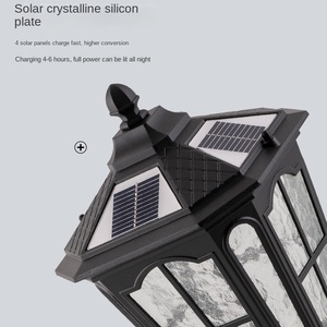 Solar Pillar <b>Light</b> LED 3500K Warm <b>White</b> IP65 Outdoor Glass <b>Shade</b> E27 Base Copper Body Flush Mount Ra80 500lm - Product Image 6