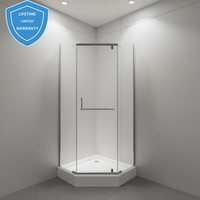Porte de douche pivotante sans cadre en aluminium pour hôtel de luxe, personnalisable en gros, cabine de douche en verre à profilé en aluminium