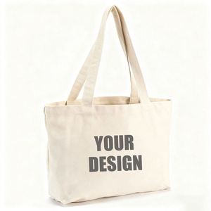 <b>Large</b> Capacity DIY Reusable Cotton Grocery Shopping <b>Bag</b> Custom Print Natural <b>Canvas</b> Tote <b>Bags</b> with Logo for Weekly Shopping - Product Image 1