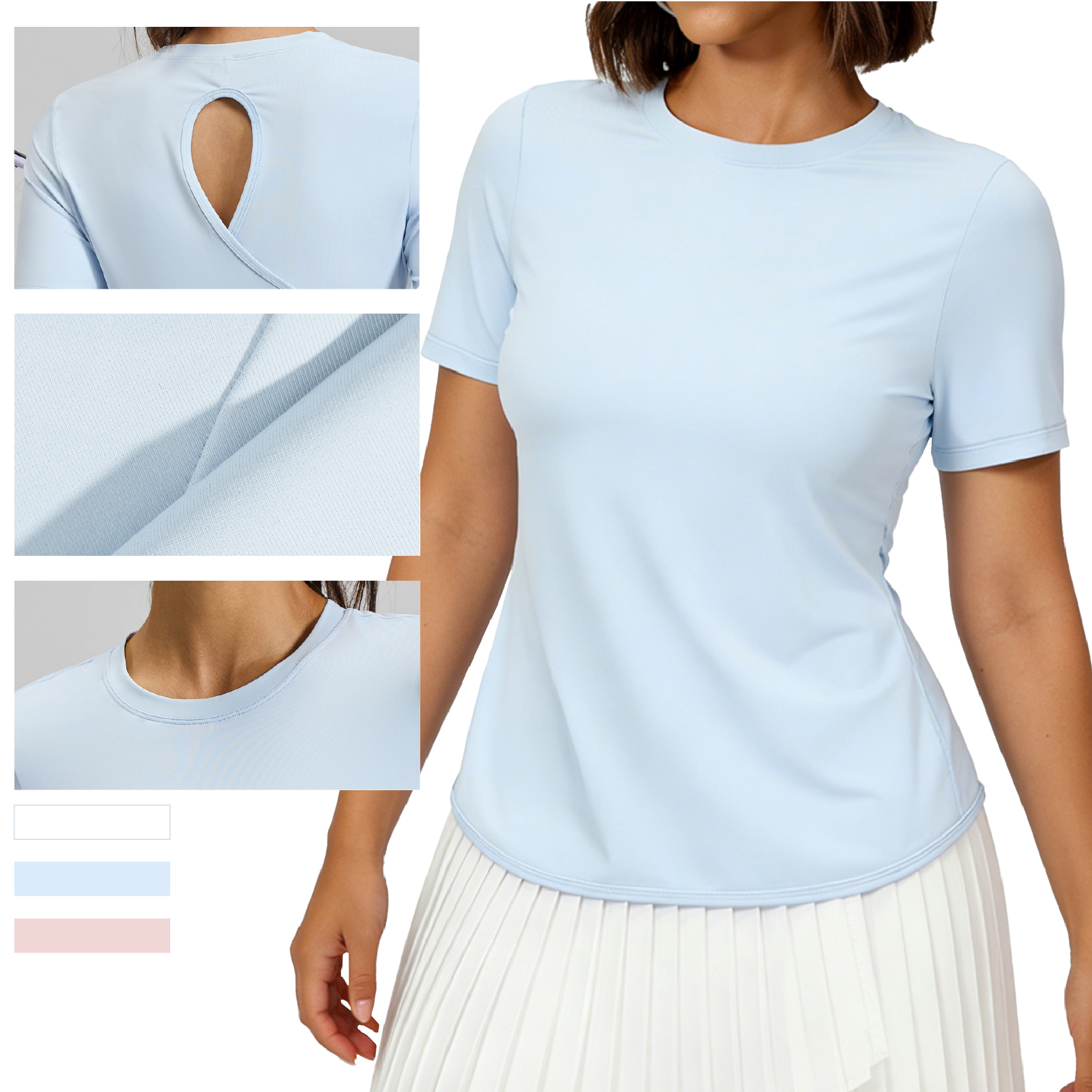 Beautiful Women's Cross Yoga T-Shirt Crew Neck Sweat-Wicking Four-Way Stretch Breathable Workout Sports Clothing Short Sleeve