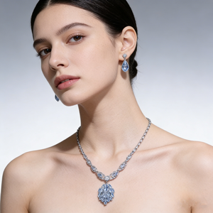 طقم قلادة من قطعتين بتصميم طاووس أبيض نقي للجنسين، هدية للخطوبة/الزفاف/الذكرى السنوية والحفلات - Product Image 4