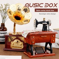 Mini machine à coudre musicale vintage à manivelle pour maison de poupée, jouet miniature de simulation