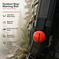 Clochette en métal personnalisée OEM avec silencieux magnétique et sangle auto-agrippante pour la randonnée, le camping, le sac à dos, avertissement de sécurité en extérieur