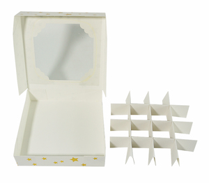 Ưa Thích Màu Trắng Giấy Các Tông Rỗng Cửa Sổ Mix Ngọt Kẹo Bánh Quy Bao Bì Hộp Quà Tặng Với Vàng/Bạc Sao Thiết Kế & Chèn - Product Image 5