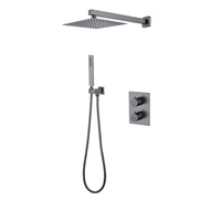 Mitigeurs de douche encastrés carrés en laiton noir mat de conception contemporaine Nouvelle vanne thermostatique en céramique pour eau chaude et froide polie