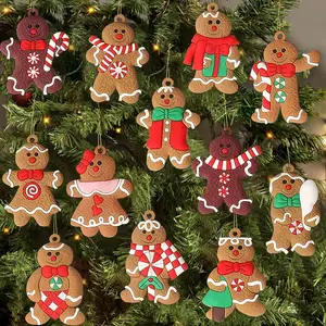 Frohe Weihnachten 12pcs Kunststoff Lebkuchen mann Figuren Ornamente für Weihnachts baum hängende Dekorationen Party Ornamente