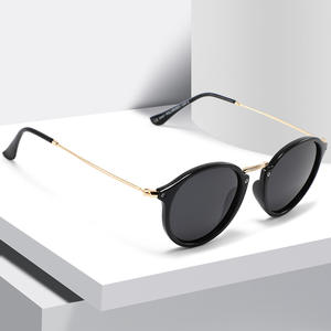 Nuevas Gafas de Sol Metálicas de Moda, Montura Redonda Negra, Polarizadas UV400, Unisex, para Viajes al Aire Libre, Protección Solar - Product Image 1