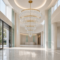 Lustre suspendu de luxe moderne en cristal LED pour hall d'exposition, hôtel, grand anneau, escalier