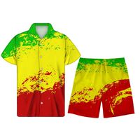 Chemises d'été à manches courtes pour hommes Jamaica Rasta Reggae Black Maple Leaf, chemise décontractée élégante et ensemble de pantalon de plage pour hommes