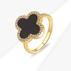 Anillo de trébol de cuatro hojas de ágata y nácar, el más vendido, de plata 925, estilo múltiple, joyería de la suerte para mujer, regalo para niñas - Product Image 4