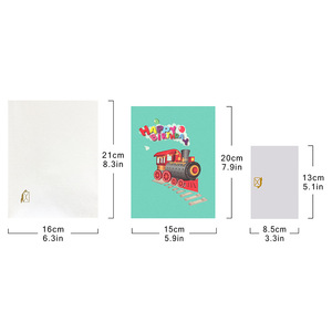 การ์ดอวยพรแบบป๊อปอัพรูปทรงรถไฟ 3 มิติ แบบกำหนดเอง เป็นมิตรกับสิ่งแวดล้อม ตัดแบบไดคัท ลายแมวและสุขสันต์วันเกิด ของตกแต่งเค้ก - Product Image 6