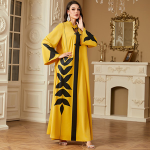 2025 été Collection femmes 4223 élégant ample décontracté robe de soirée nouvelle à manches longues musulman <span class=keywords><strong>Abaya</strong></span> en Polyester antistatique - Product Image 4