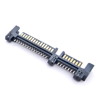 Connecteur mâle Soulin SATA 7+15 broches en laiton avec trois harpons, connecteur SMT pour applications sur circuits imprimés