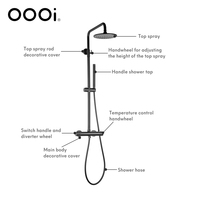 Ensemble de douche de pluie noire thermostatique de bain de haute qualité ensemble de robinet de salle de bain d'hôtel en laiton