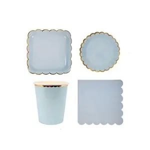 New Design paper plates bulk kids party disposable cup wedding paper tray eco-friendly party tableware kit