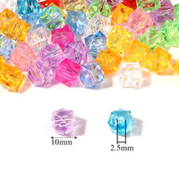 Perle Carrée Facettée en Acrylique Cristal Transparent la Plus Populaire, Vente en Gros, 10 mm, Sac de 500g, pour la Confection de Sacs