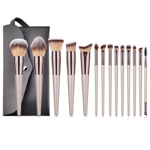 Kit di pennelli per trucco vegano 14 Set di pennelli per trucco in legno color oro Champagne di lusso di qualità professionale Logo personalizzato - Product Image 1