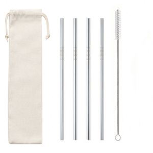 Juego de Pajitas Reutilizables de Acero Inoxidable 304 al por Mayor, Pajitas Metálicas con Cepillo de Limpieza para Bebidas, Accesorios para Bar de Cócteles - Product Image 1