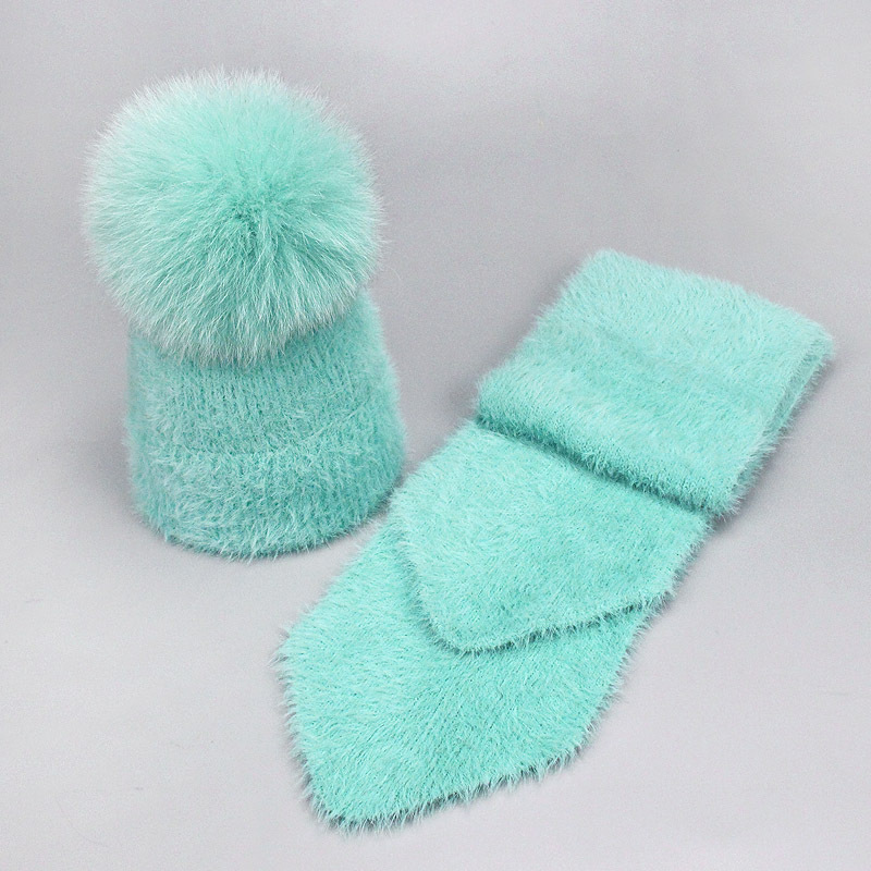 Лидер продаж, женские вязаные теплые однотонные шапки и шарфы, набор для детей