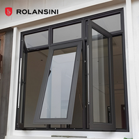 Ventanas Modernas de Cocina con Apertura Vertical Abatible, Marco de Aluminio, Ventanas Dobles Colgantes, Puertas con Malla de Acero Inoxidable para Casas