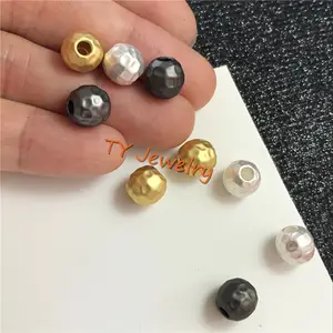 Venta al por mayor cuentas de la artritis-Cuentas redondas de latón chapadas en oro para fabricación de pulseras de perlas de piedra de gema