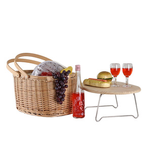Cesta de Regalo para Picnic ZHIQUAN, Ovalada, de <span class=keywords><strong>Mimbre</strong></span>, Ratán, Aislada, Ecológica, Multifuncional, con Tapa de Bambú - Product Image 2
