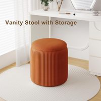Ensemble de poufs de rangement en velours orange Recximi, 2 grands poufs multifonctionnels pour salon et chambre à coucher, fabriqués en Chine