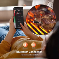 Termometer Daging Pintar 2026 Nirkabel Magnetik Bluetooth C/F dengan Layar Aplikasi, Bahan Stainless Steel 304, Daya Tahan Baterai 48 Jam