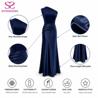 Fournisseur de vêtements sur mesure Robe de soirée en satin asymétrique à une épaule, taille froncée, coupe sirène, longueur ras du sol, pour femme, vente en gros
