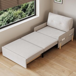 TCX Minimalist <b>Fabric</b> <b>Sofa</b> Bed One Seat Tufted Back Armless Wood Legs Living Room Furniture with Foam Filling - Product Image 3