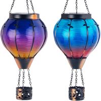 Lanterne solaire suspendue en forme de montgolfière, étanche, avec effet de flamme vacillante, pour décoration de jardin extérieur