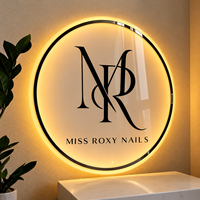 Enseigne Murale Ronde en Acrylique Rétroéclairée par LED Personnalisée avec Logo Métallique Floral 3D Lumineux pour Spa, Salon, Réception – Vente en Gros OEM