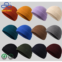 Gorro de Pescador Orgánico Certificado OCS, Corte Corto, Tejido Acanalado Grueso, Puño Doblado, 12 Colores Sólidos, Cálido y Acogedor, Marca Privada